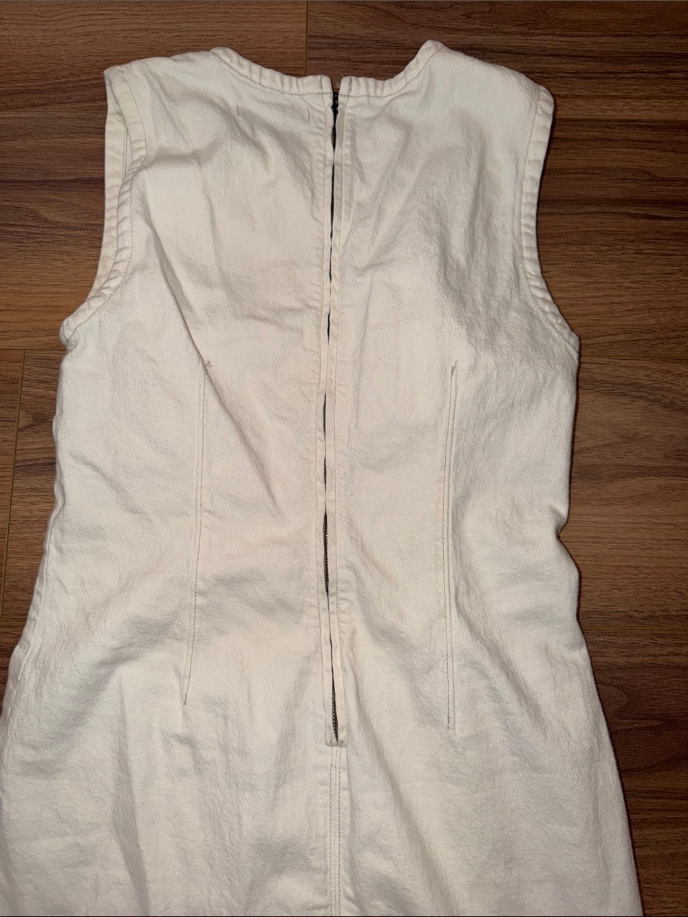 Abercrombie & Fitch Off-White Sleeveless Jean Texture Dress - Picture 3 of 3